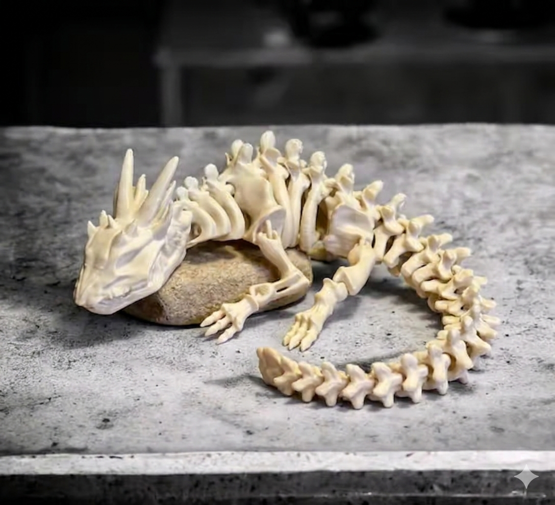 Poseable Dragon Skeleton – Flexible Dragon Figure for Kids & Collectors (White)