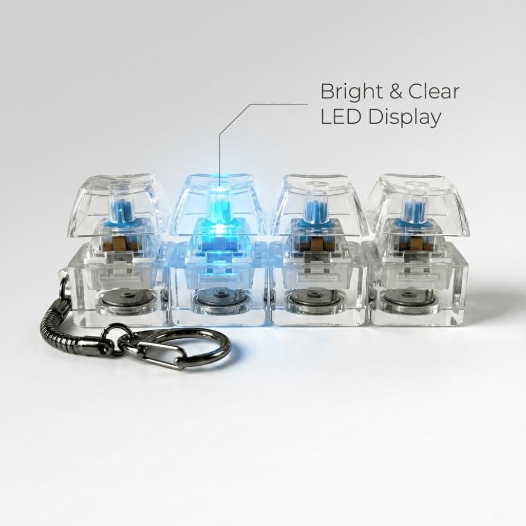 Keyboard Fidget Keychain – Clicky Stress Relief Toy with 4 Keys, Portable Finger Clicker for Focus, Fun & Everyday Carry